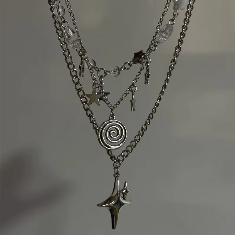 Layered Pendant Necklace Aesthetic - Multi-layer Star Pendant Necklace for Women