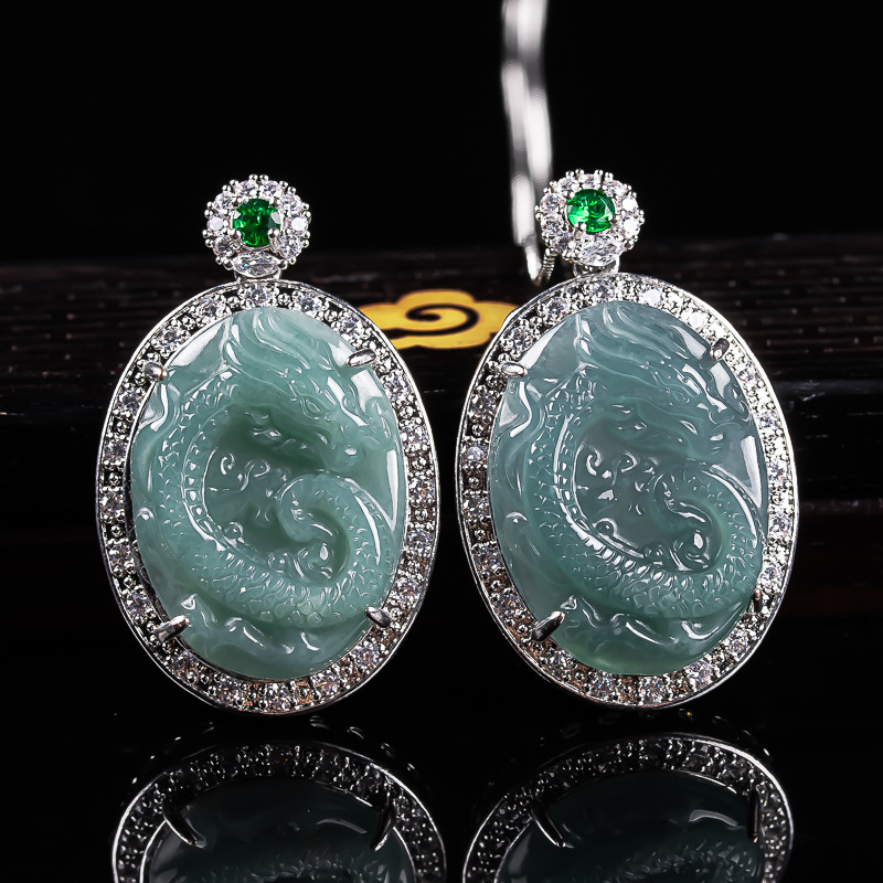 925 Sterling Silver Chain Necklace Men - Myanmar Jadeite Dragon Pendant Necklace 925