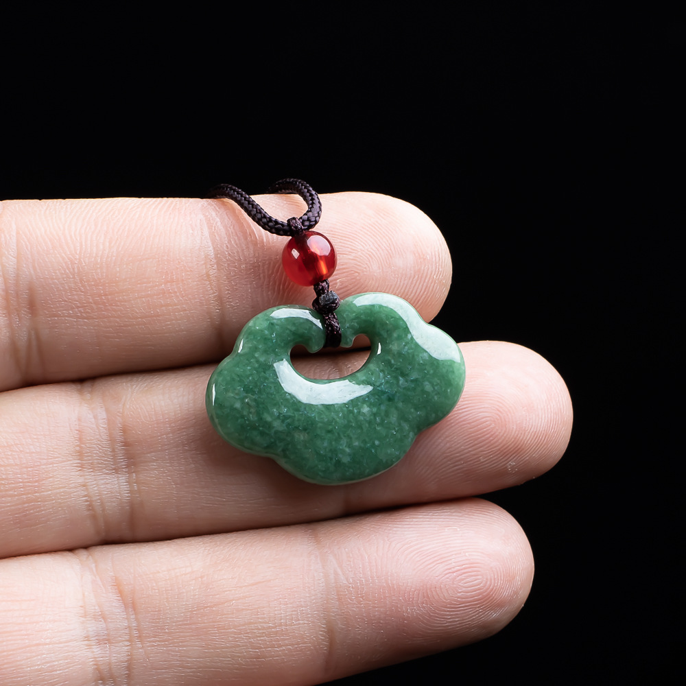 Necklaces - Natural Myanmar Jadeite Ruyi Pendant Necklace
