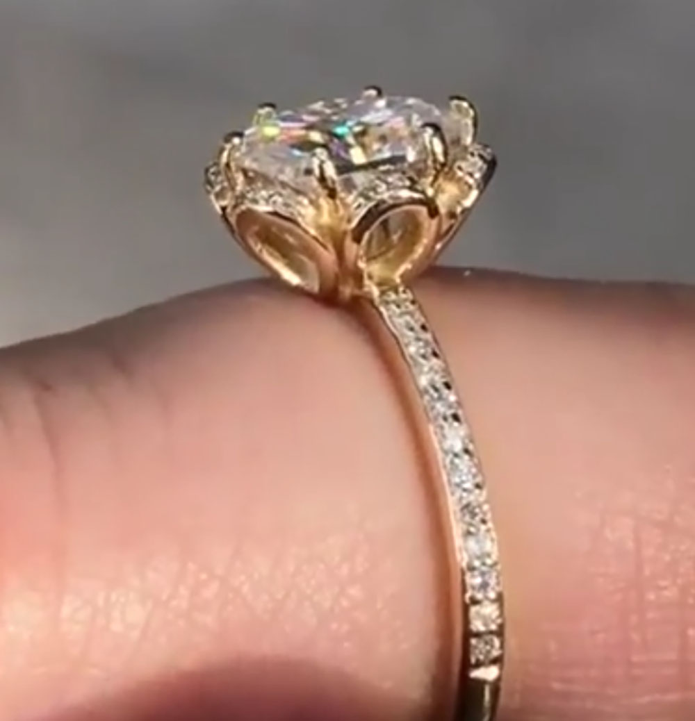 Custom Solid 14K Yellow Gold W - đánh giá và giá Moissanite Engagement Ring 1 Carat