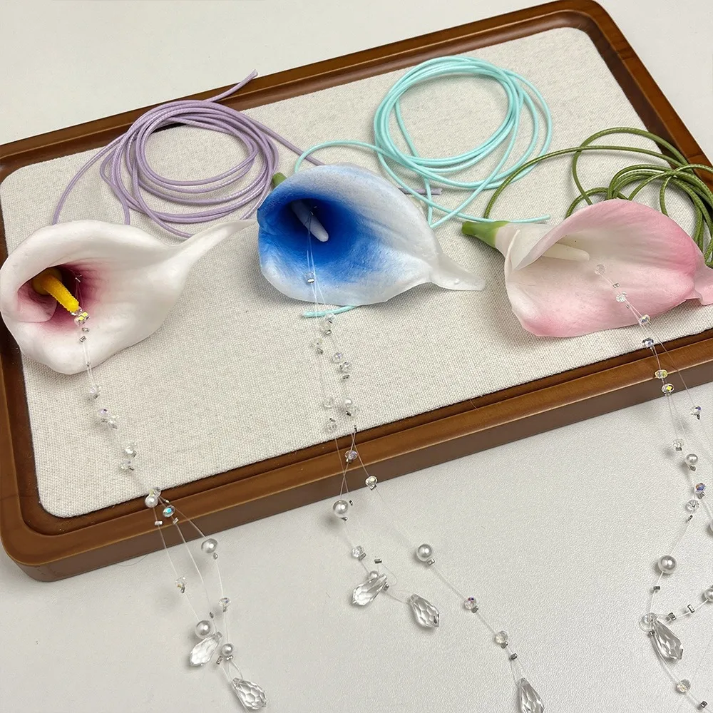 Fashion Exaggerated Calla Lily - đánh giá và giá Pearl Choker Necklace Vintage