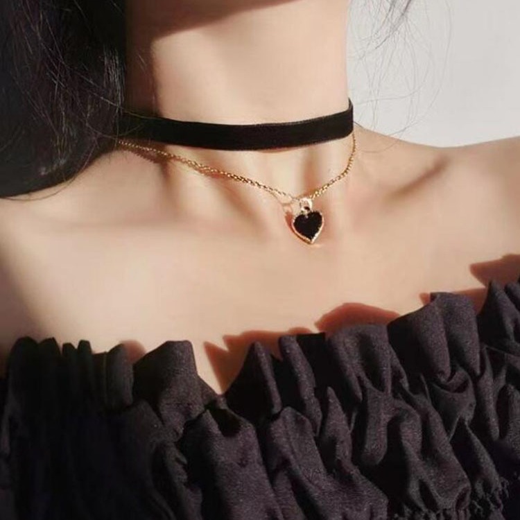Romantic Double Layer Choker N - đánh giá và giá Layered Pendant Necklace Aesthetic