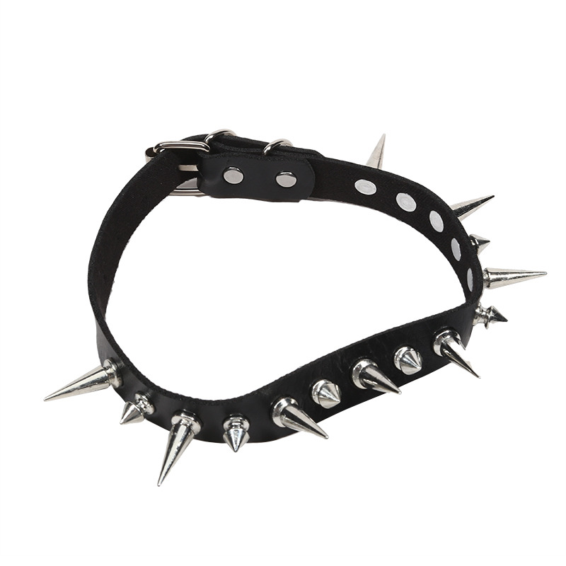 Punk Long Spike Choker Faux Le - đánh giá và giá Goth Punk Spike Choker