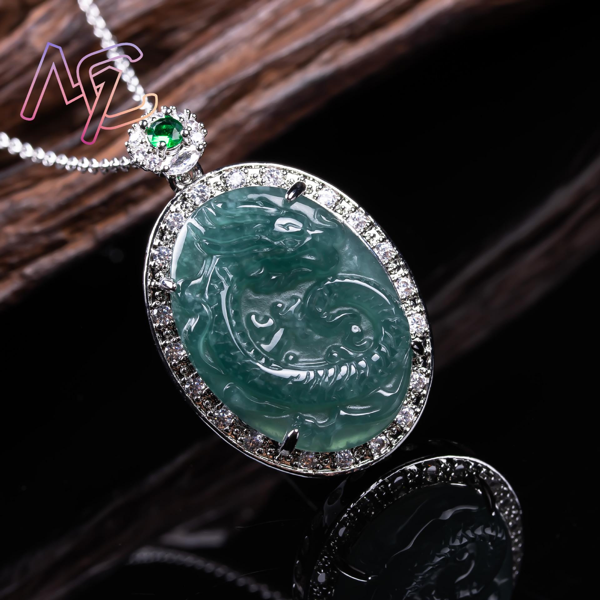 Myanmar Jadeite Dragon Pendant - đánh giá và giá 925 Sterling Silver Chain Necklace Men