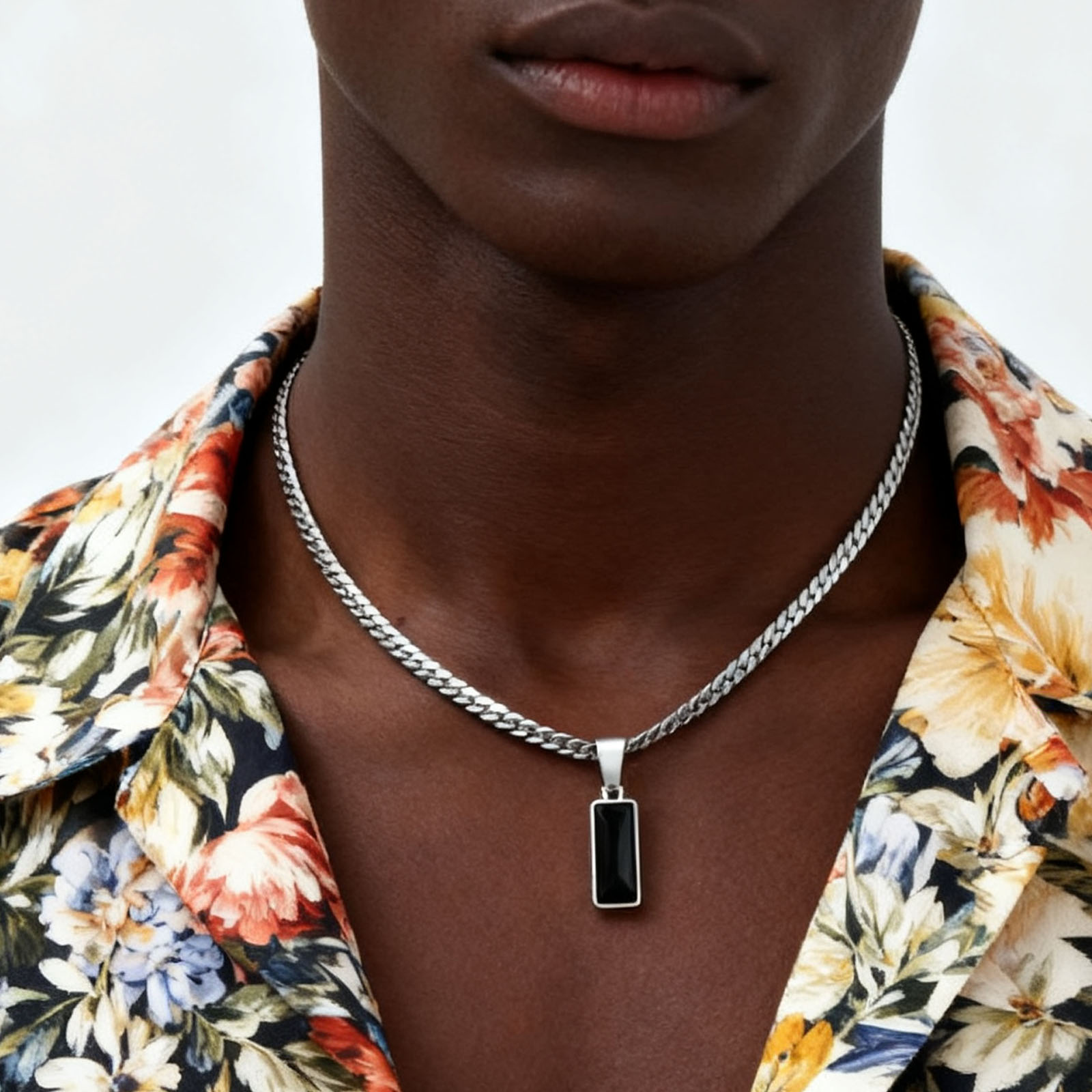 Stylish Mens Geometric Stone P - đánh giá và giá Cuban Link Chain 12Mm