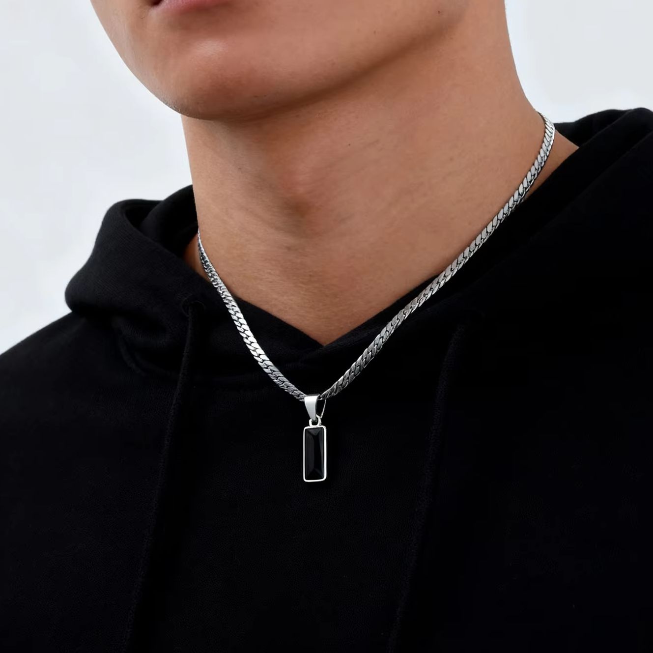 Stylish Mens Geometric Stone P - đánh giá và giá Cuban Link Chain 12Mm